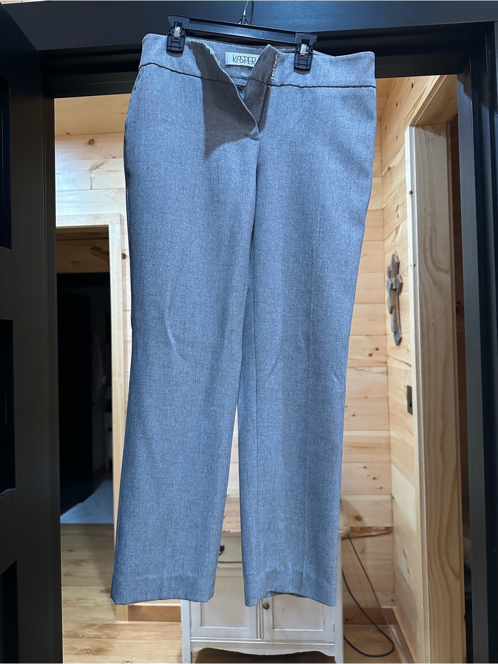 Kasper Light Gray Tailored Straight-Leg Pants